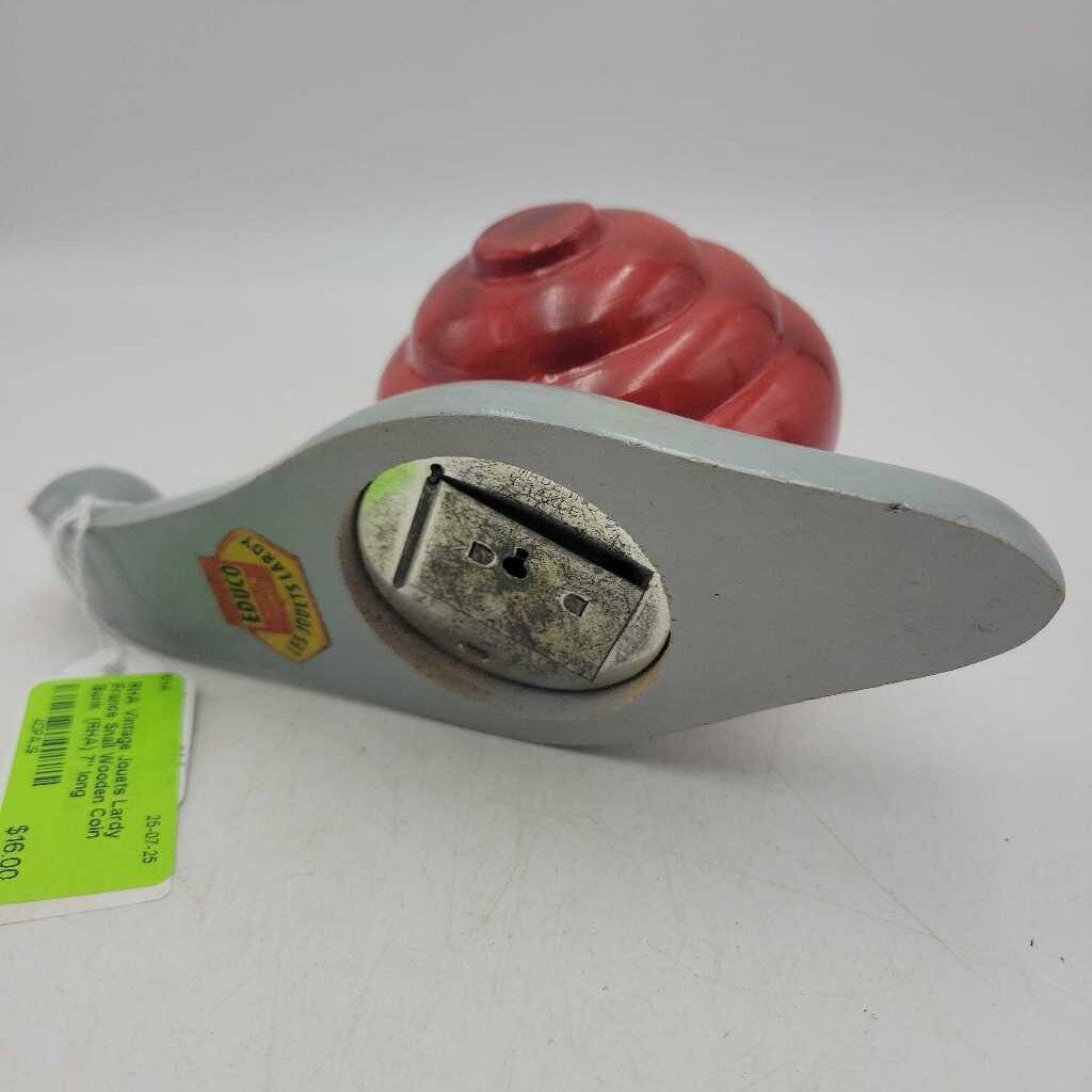 Vintage Jouets Lardy France Snail Wooden Coin Bank (RHA)