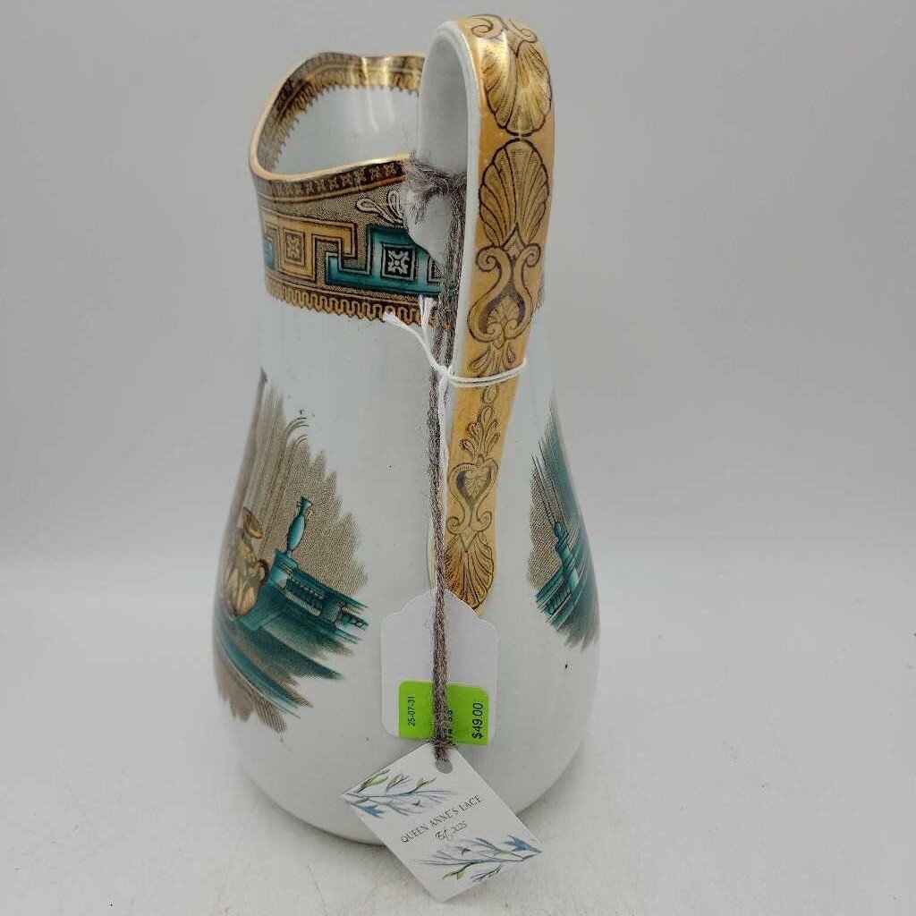 Antique Etruscan Transferware Ironstone Pitcher 19th Century SCSW0374