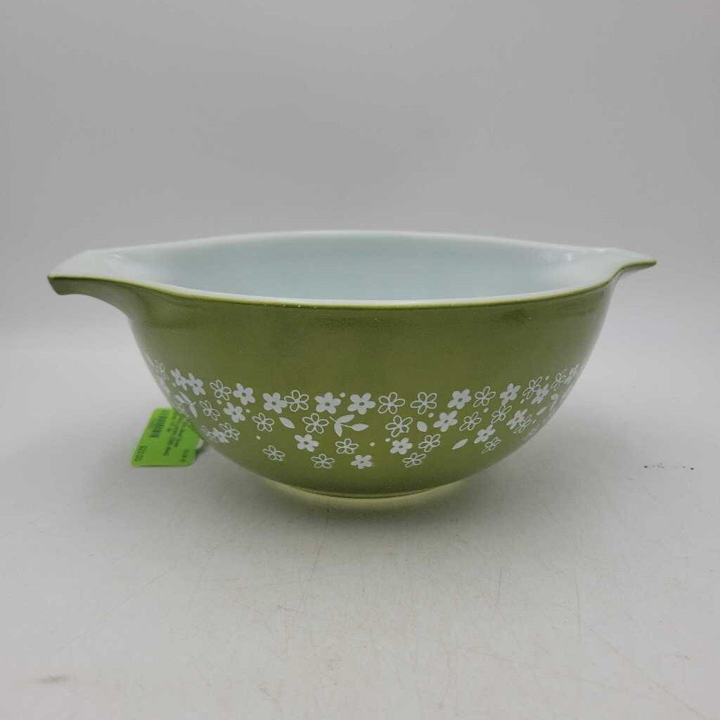 Pyrex Bowl Green Flowers pattern (DEB) #442