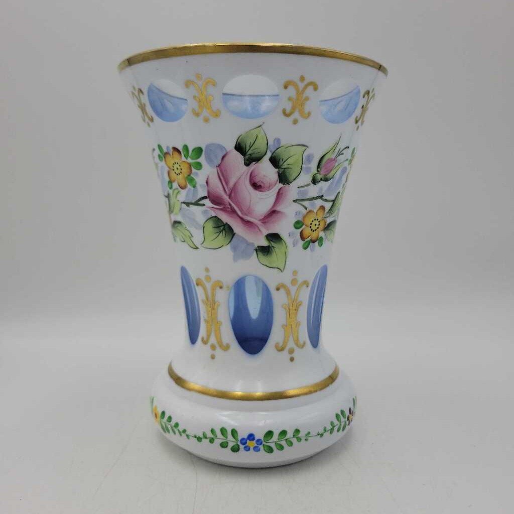 Antique Bohemian Czech cased glass vase (DEB)