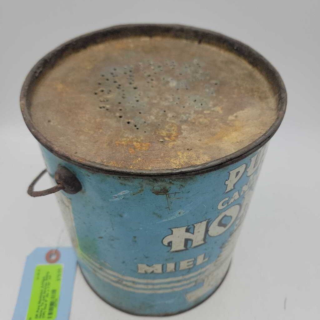 Pure Manitoba Antique Honey Tin pail Newton Siding (DR)