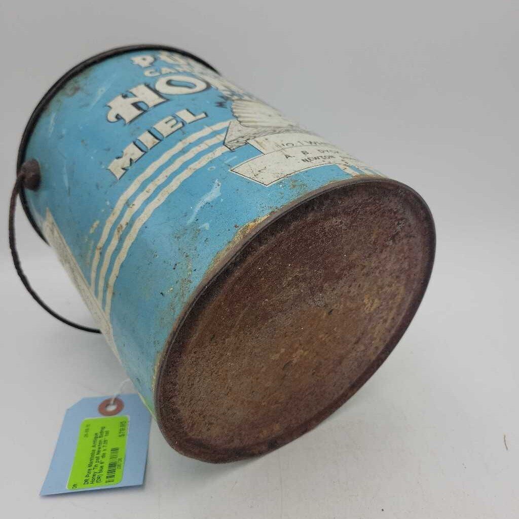 Pure Manitoba Antique Honey Tin pail Newton Siding (DR)