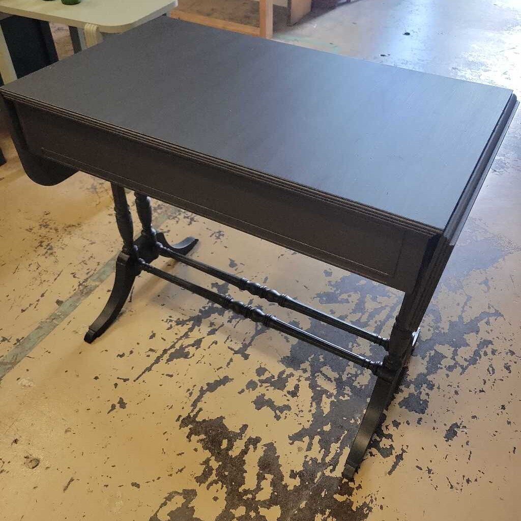 HB 1 Custom painted drop leaf hall table with drawer. Original brass hardware