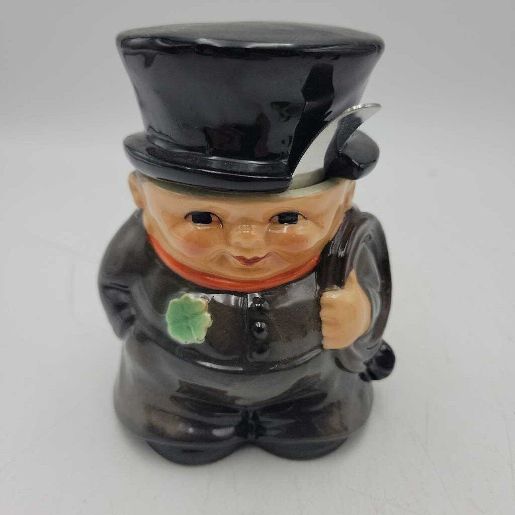1972 Goebel W. Germany Irish Chimney Sweep Figurine Shamrock & Top Hat jam sugar pot