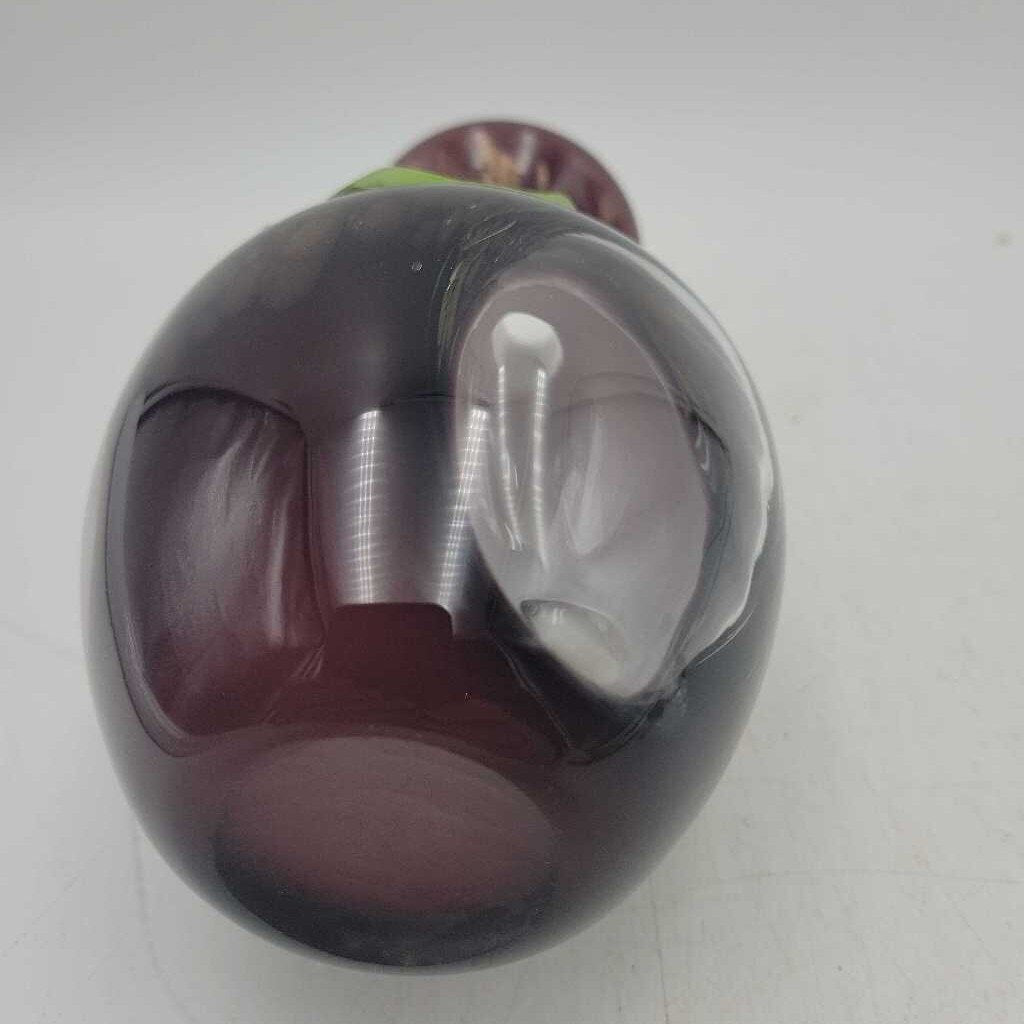 Vase Brown Glass W/Clear Circles 6" High (SLP)