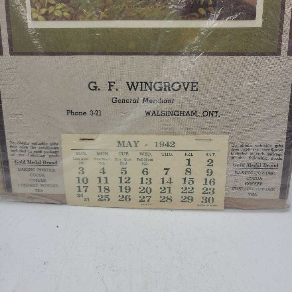 GF Wingrove Walsingham Ontario 1942 calendar (JAS)