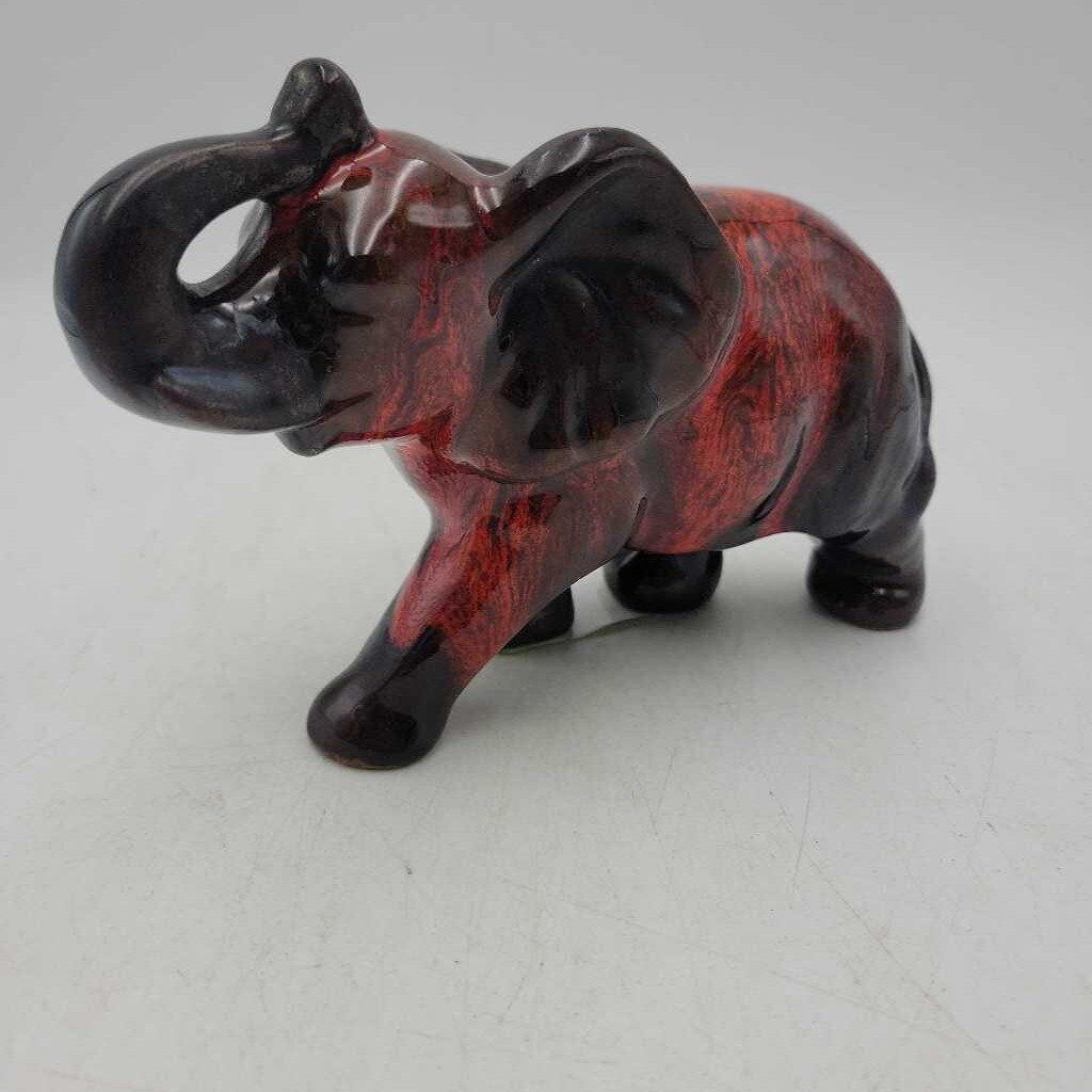 Red/Brown Drip Glazed Pottery Elephant (BG)