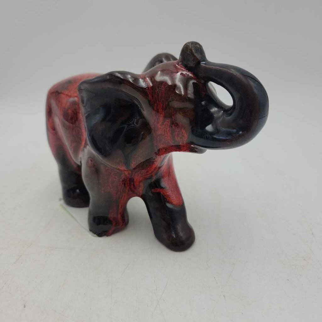 Red/Brown Drip Glazed Pottery Elephant (BG)