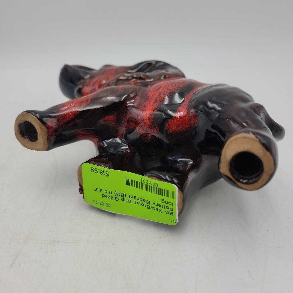 Red/Brown Drip Glazed Pottery Elephant (BG)