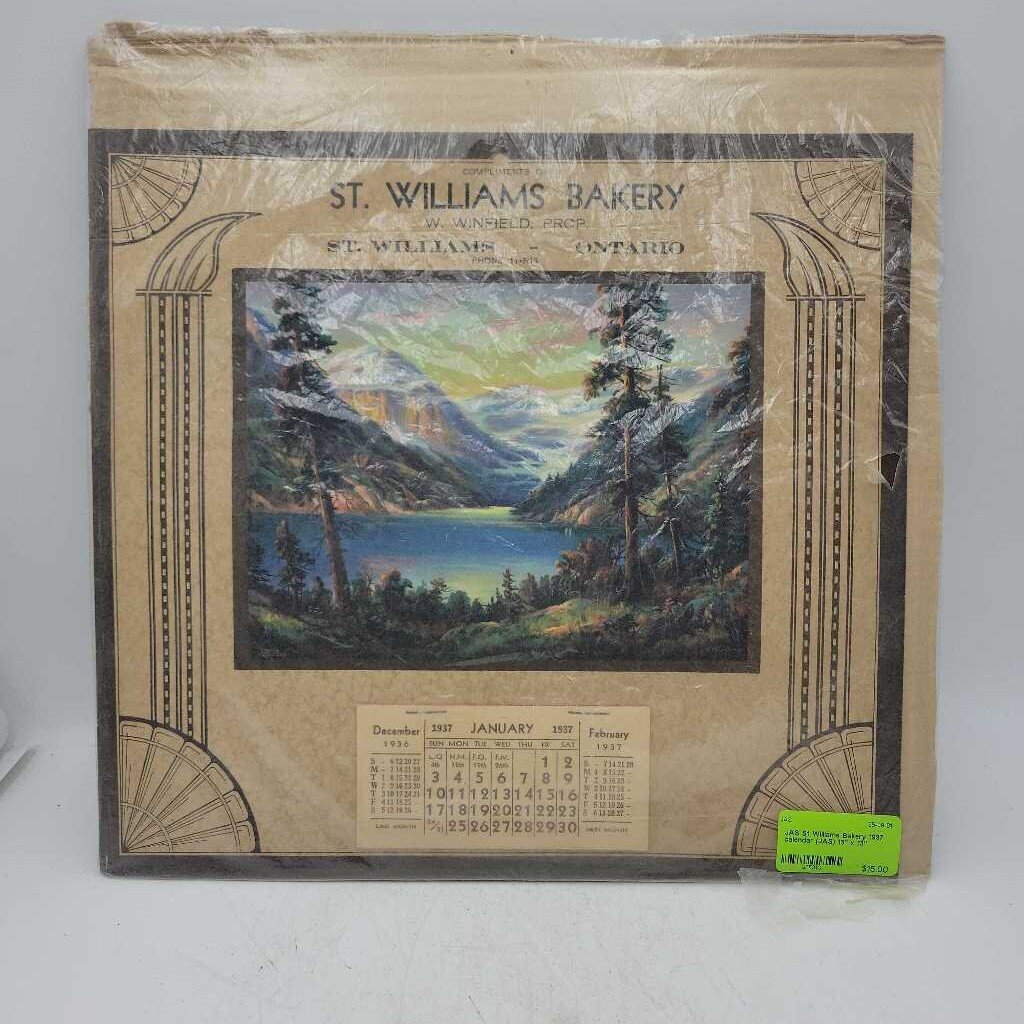 St Williams Bakery 1937 calendar (JAS)