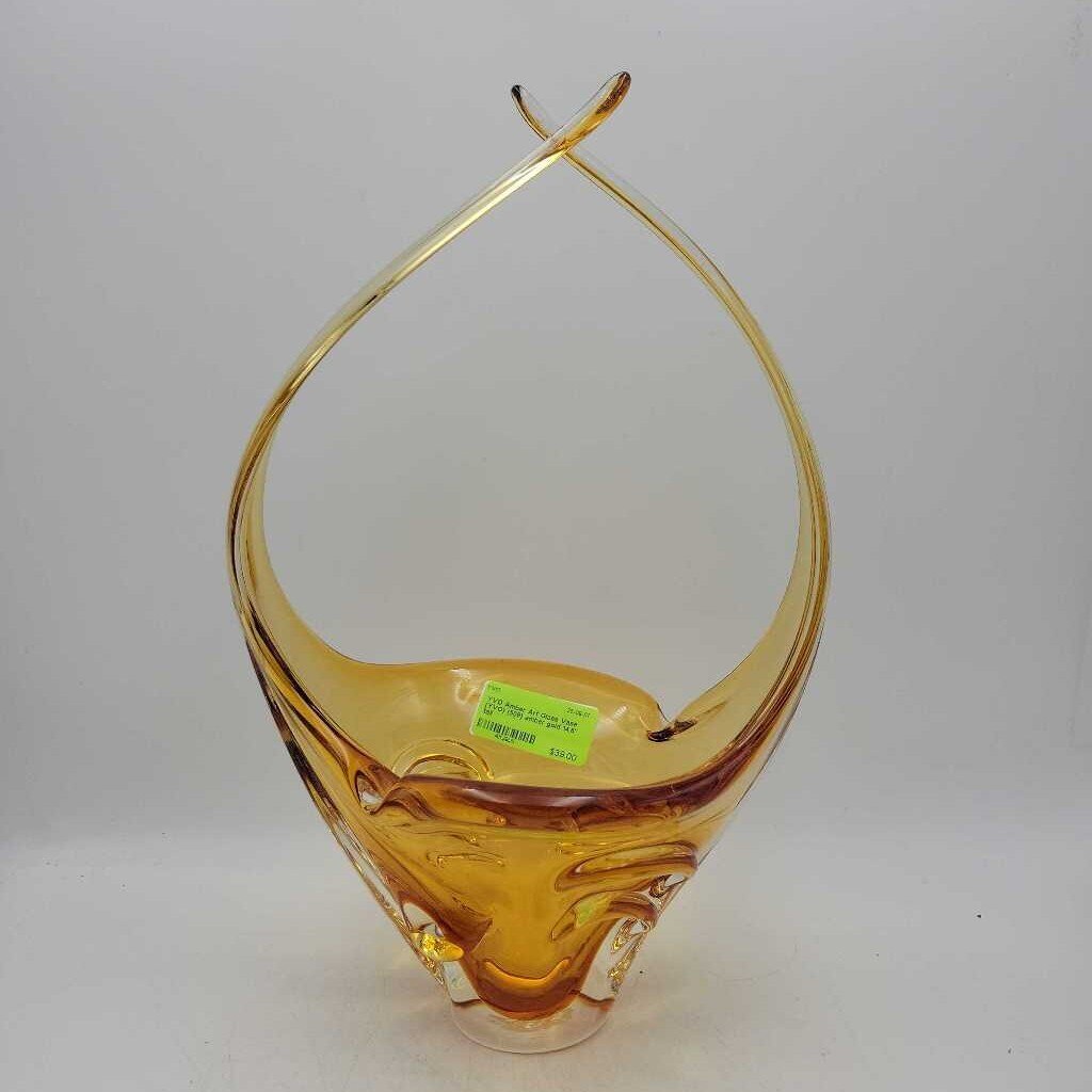 Amber Art Glass Vase (YVO) (509)