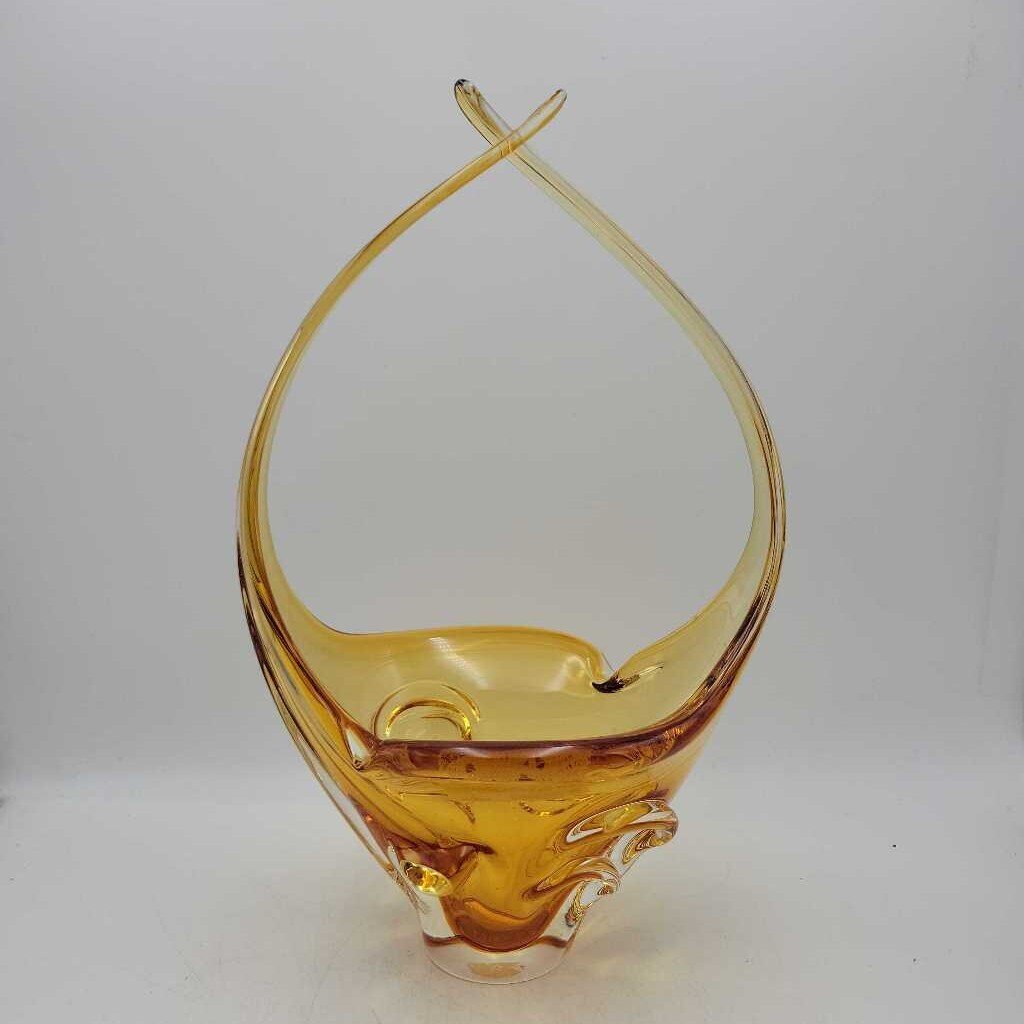 Amber Art Glass Vase (YVO) (509)