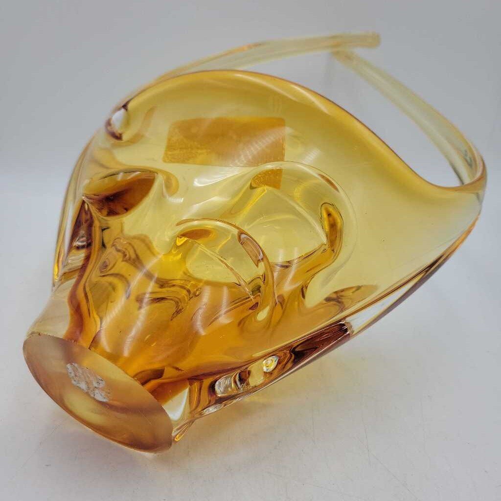 Amber Art Glass Vase (YVO) (509)