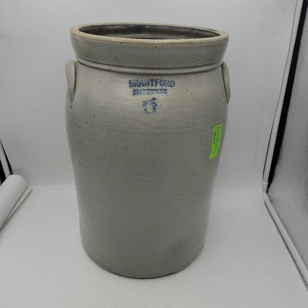 B.S. Mfg Brantford Stoneware 5 Gal Butter Churn Crock (JAS)