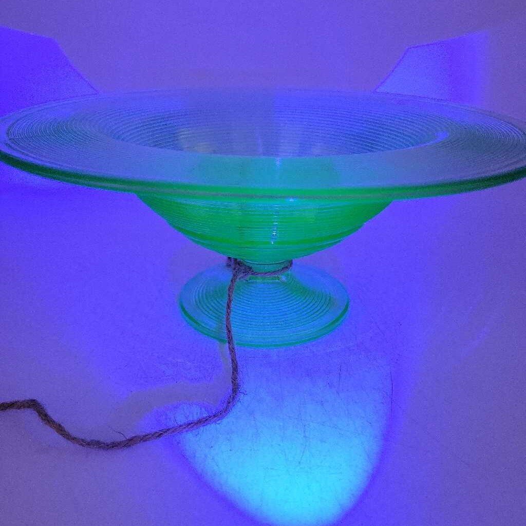 Uranium Glass Pedestal Centerpiece Bowl (M2) 726