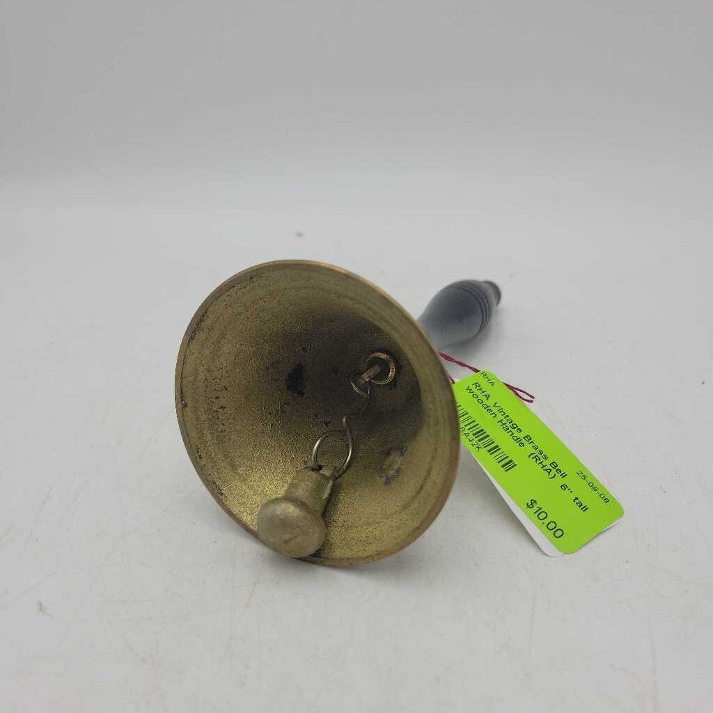 Vintage Brass Bell wooden Handle (RHA)