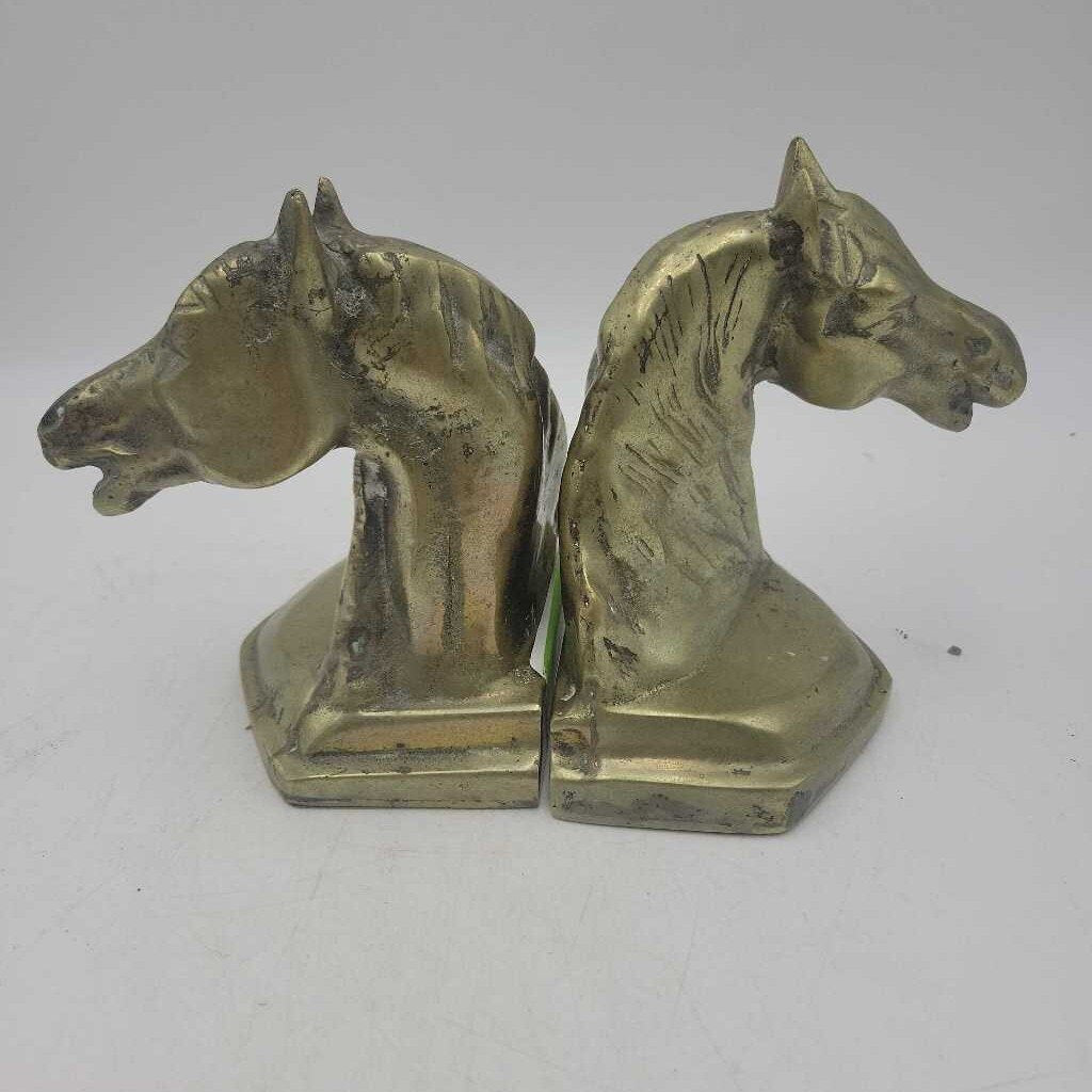 Brass Horse Head Bookends (2 pieces) D23tx