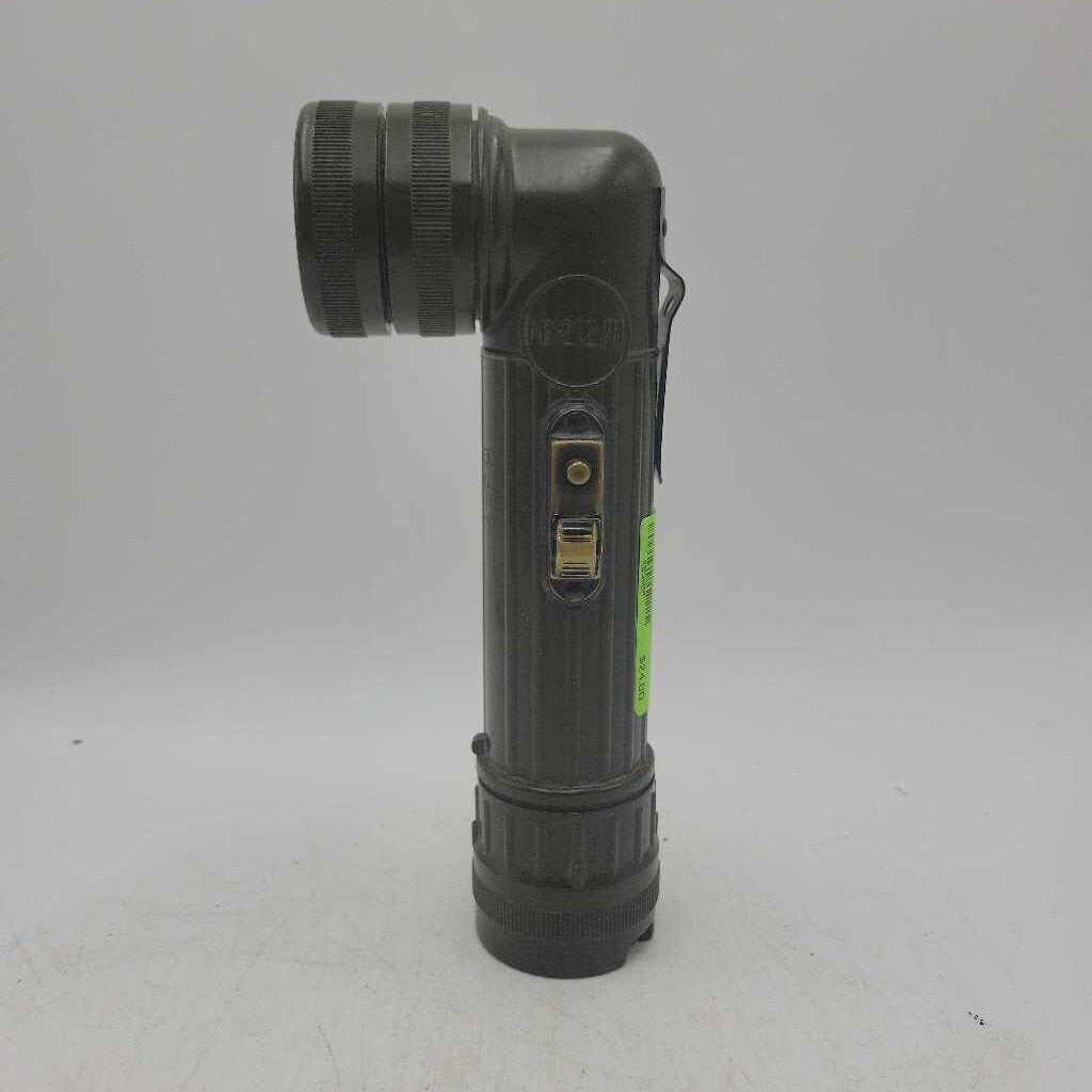 Military Type Flashlight. Works. Colour Filters in Base Compartment
