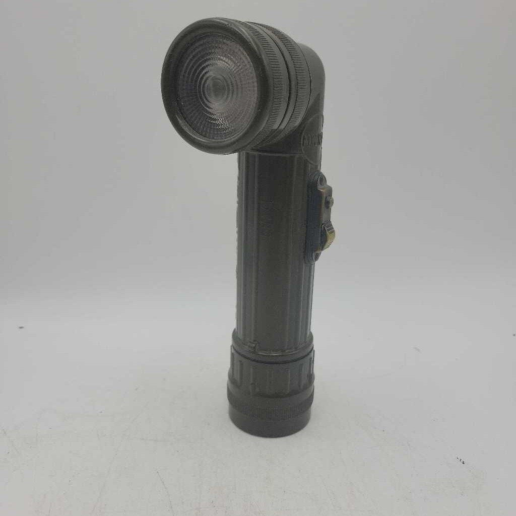 Military Type Flashlight. Works. Colour Filters in Base Compartment