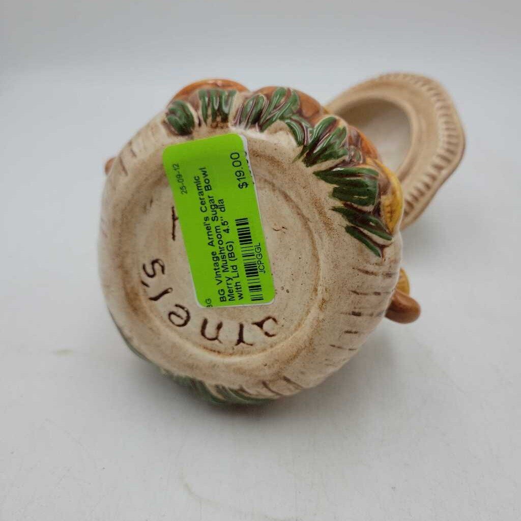 Vintage Arnel's Ceramic Merry Mushroom Sugar Bowl with Lid (BG)