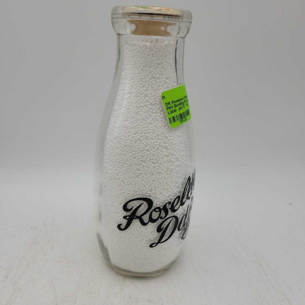 Applied Color Label Roselawn Dairy Cayuga Pint Bowling Pin Applied Color Label