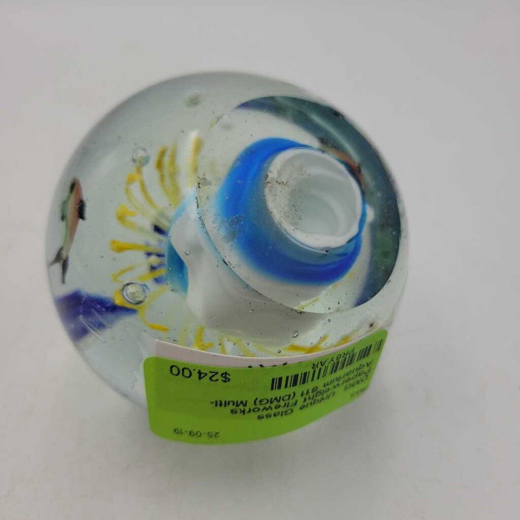 Unique Glass Paperweight Fireworks Aquarium 611 (DMG)