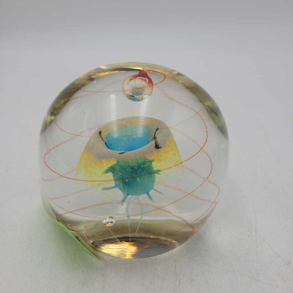 Unique Glass Paperweight Worm hole Bubble (DMG) 610