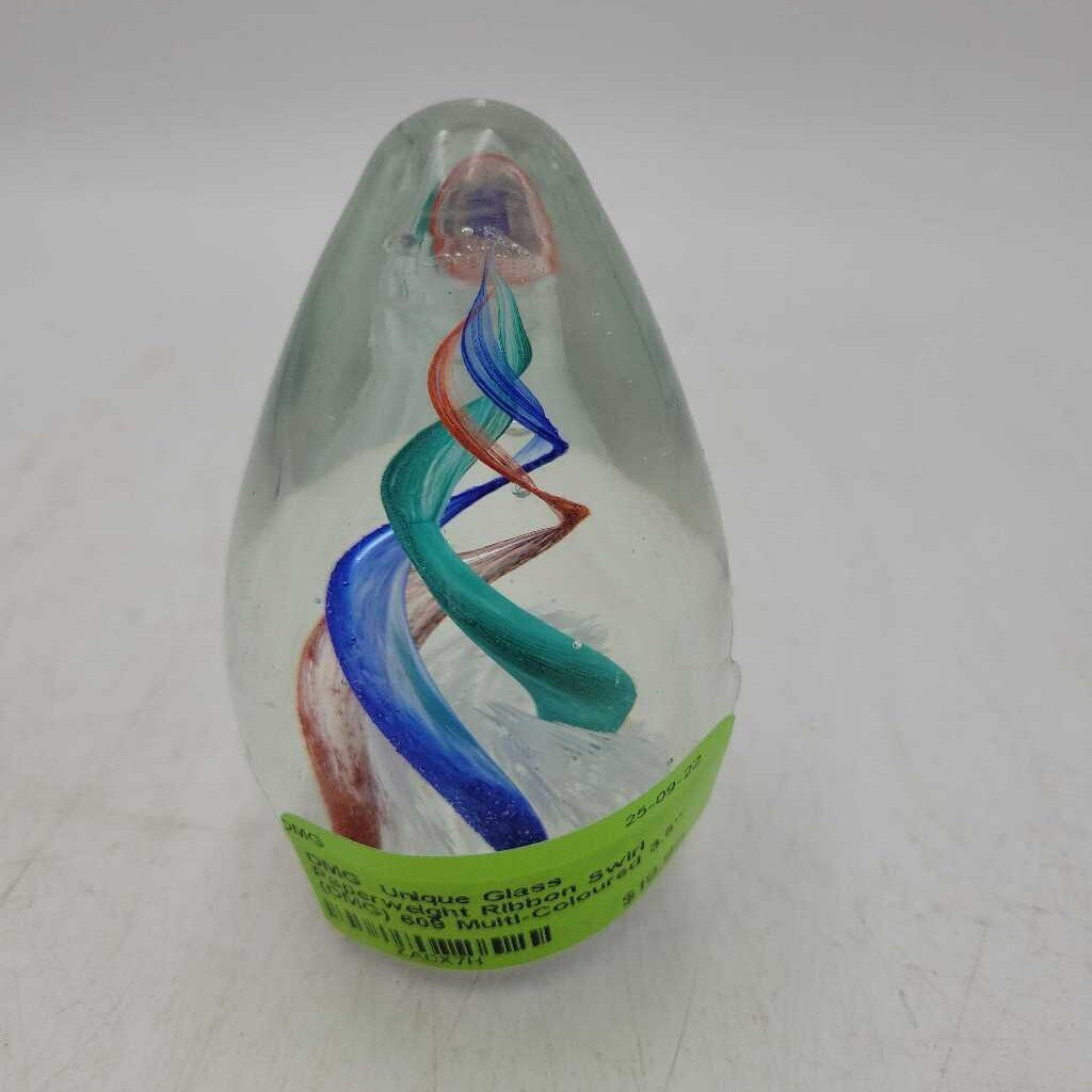 Unique Glass Paperweight Ribbon Swirl (DMG) 609