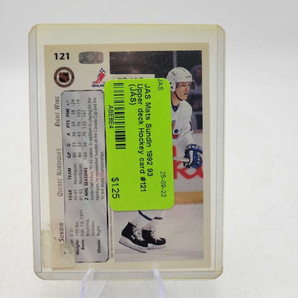 Mats Sundin 1992 93 Upper deck Hockey card #121 (JAS)