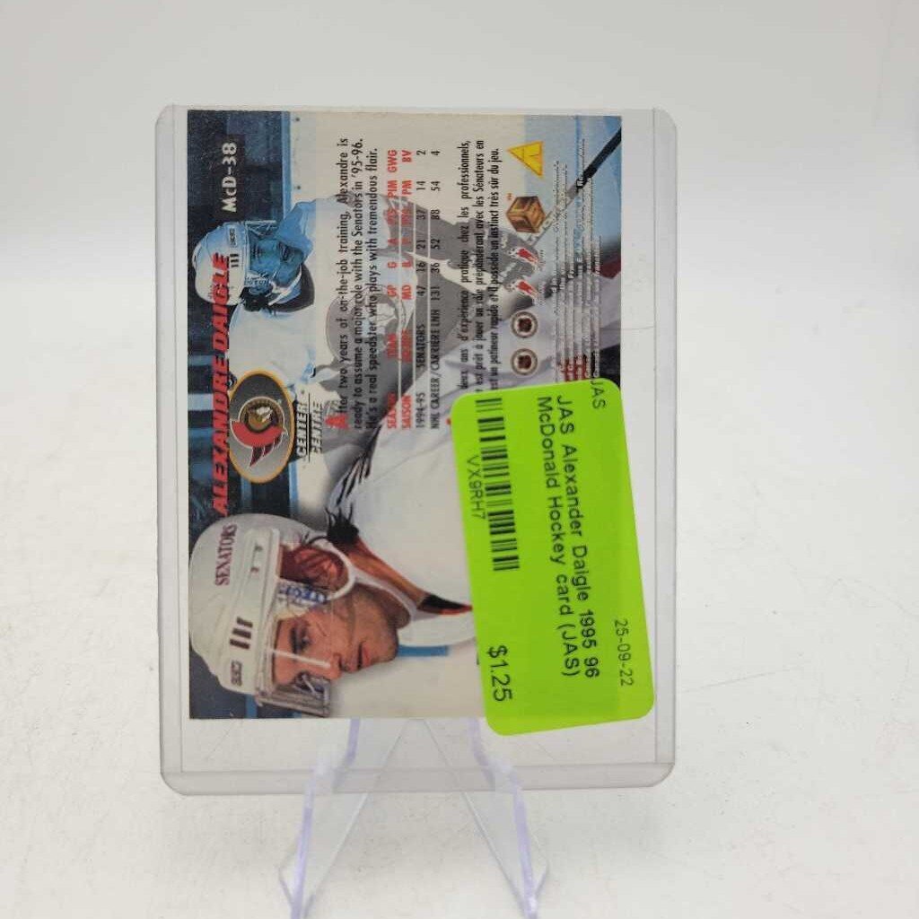 Alexander Daigle 1995 96 McDonald Hockey card (JAS)