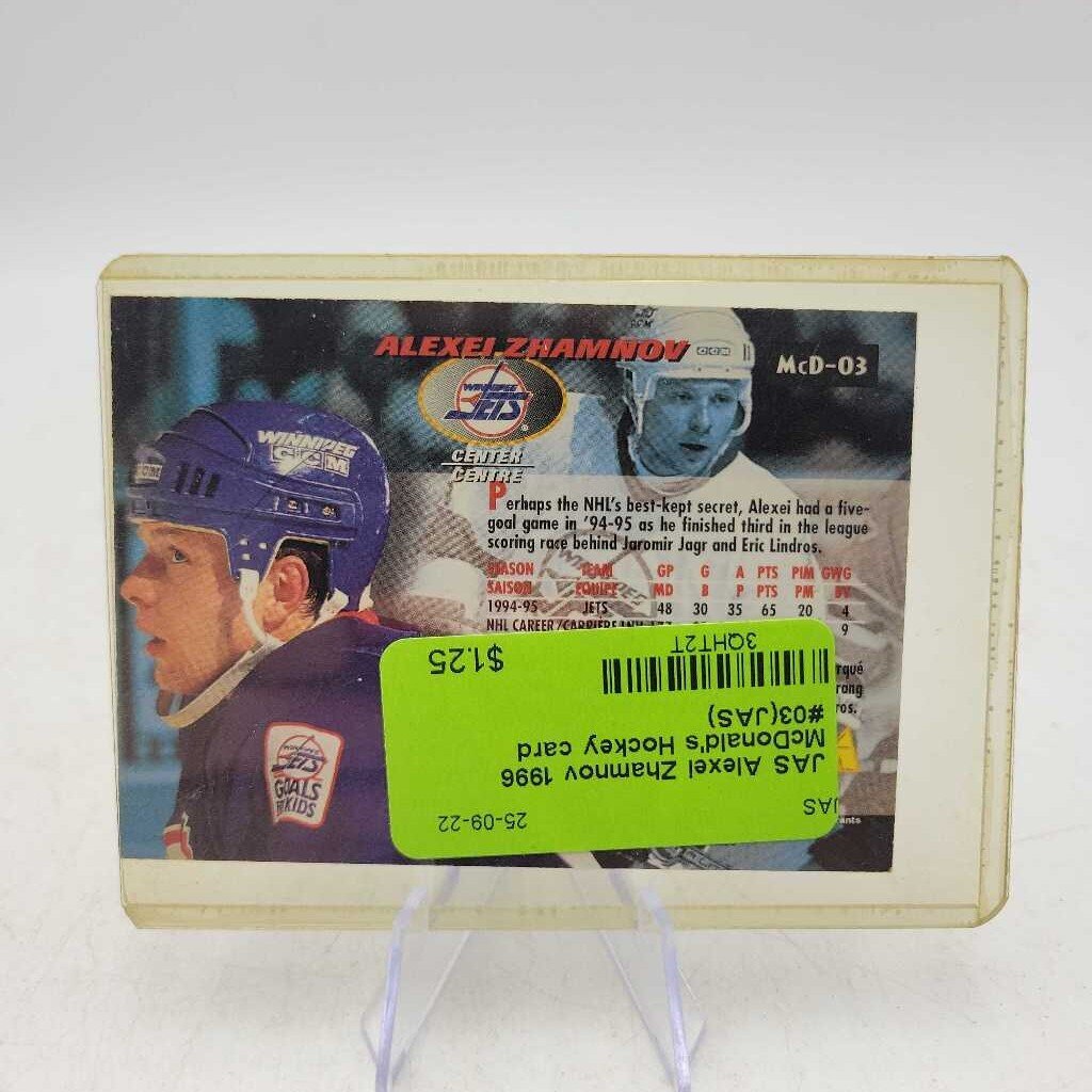 Alexei Zhamnov 1996 McDonald's Hockey card #03(JAS)