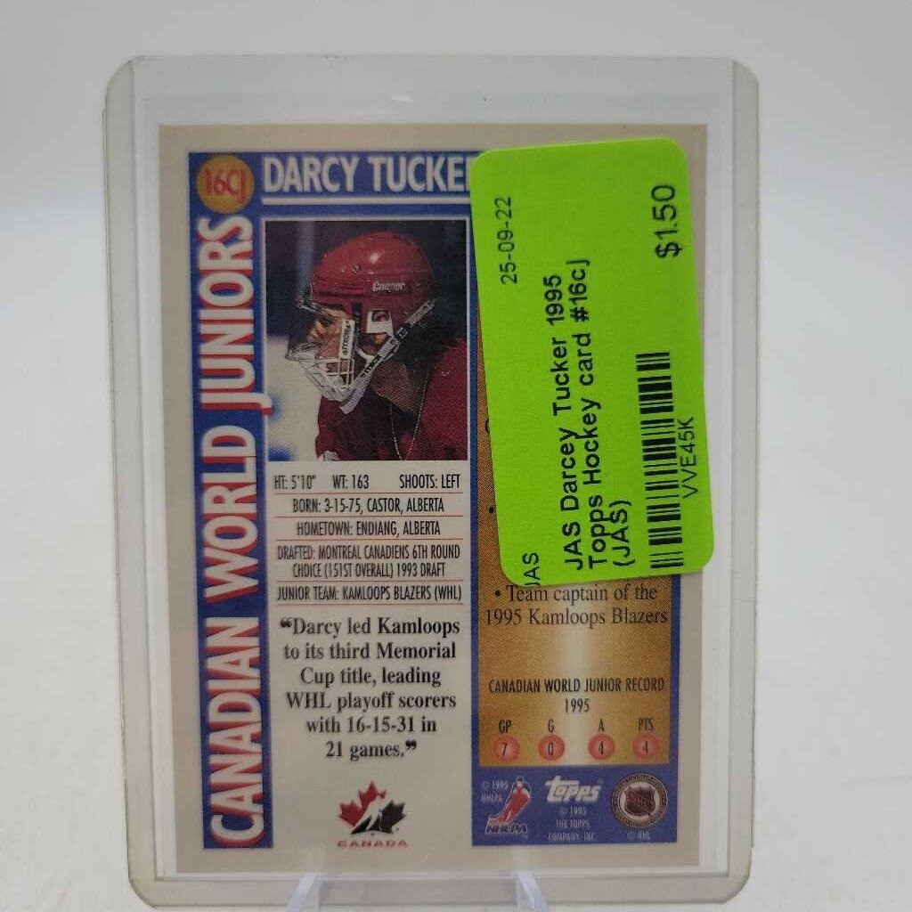 Darcey Tucker 1995 Topps Hockey card #16cj (JAS)