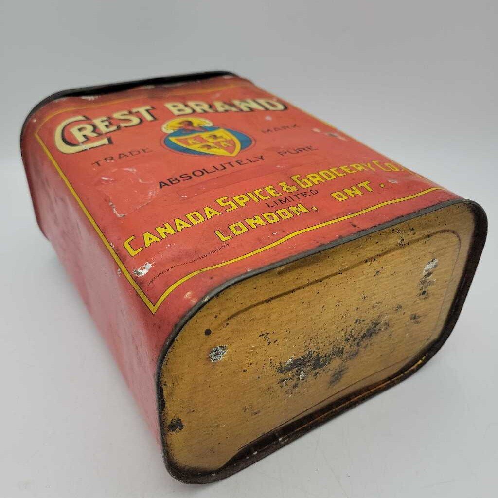 Crest Brand Canada Spice & Grocery Co London Ont.Tin (JEF)
