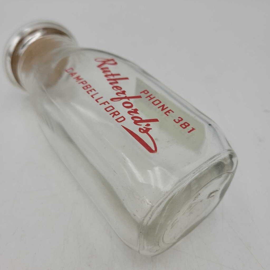 Rutherford's Campbellford Half Pint Milk bottle Dairy (JEF))