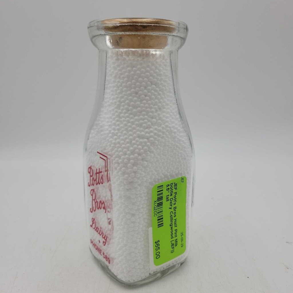 Pott's Bros Half Pint Milk bottle Dairy Collingwood (JEF))