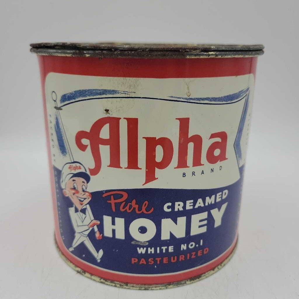 Alpha Pure Creamed Honey Tin Red deer Alberta (Jef) 4lbs