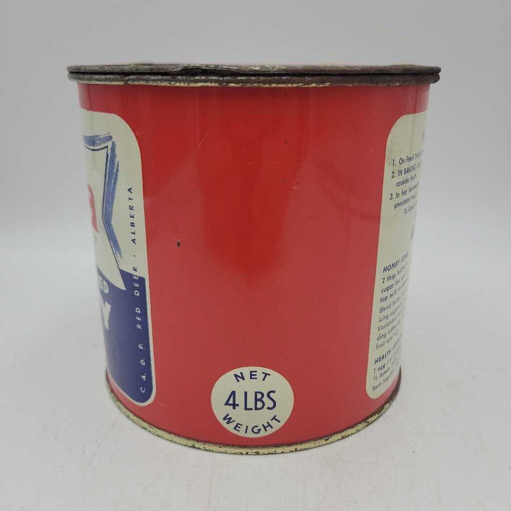 Alpha Pure Creamed Honey Tin Red deer Alberta (Jef) 4lbs
