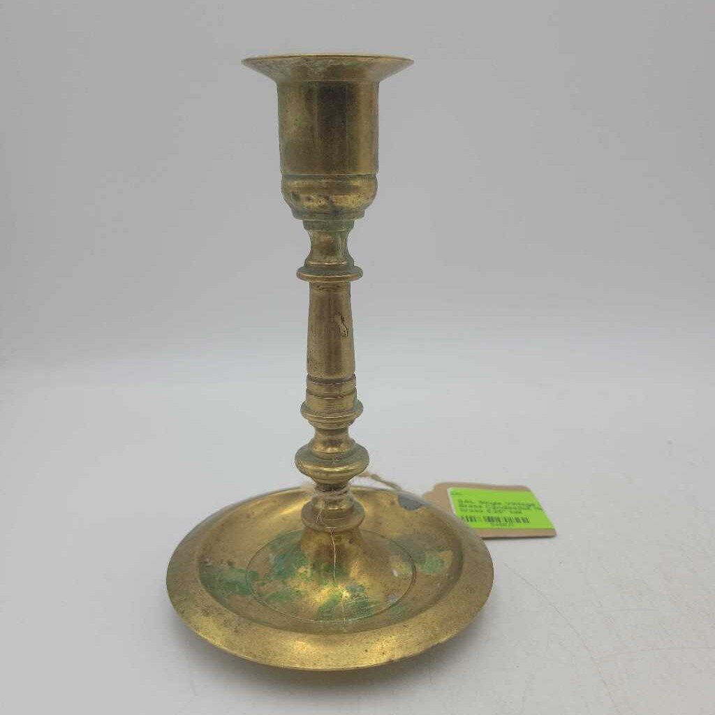 Single Vintage 5.5"H Brass Candlestick Holder (SAL)