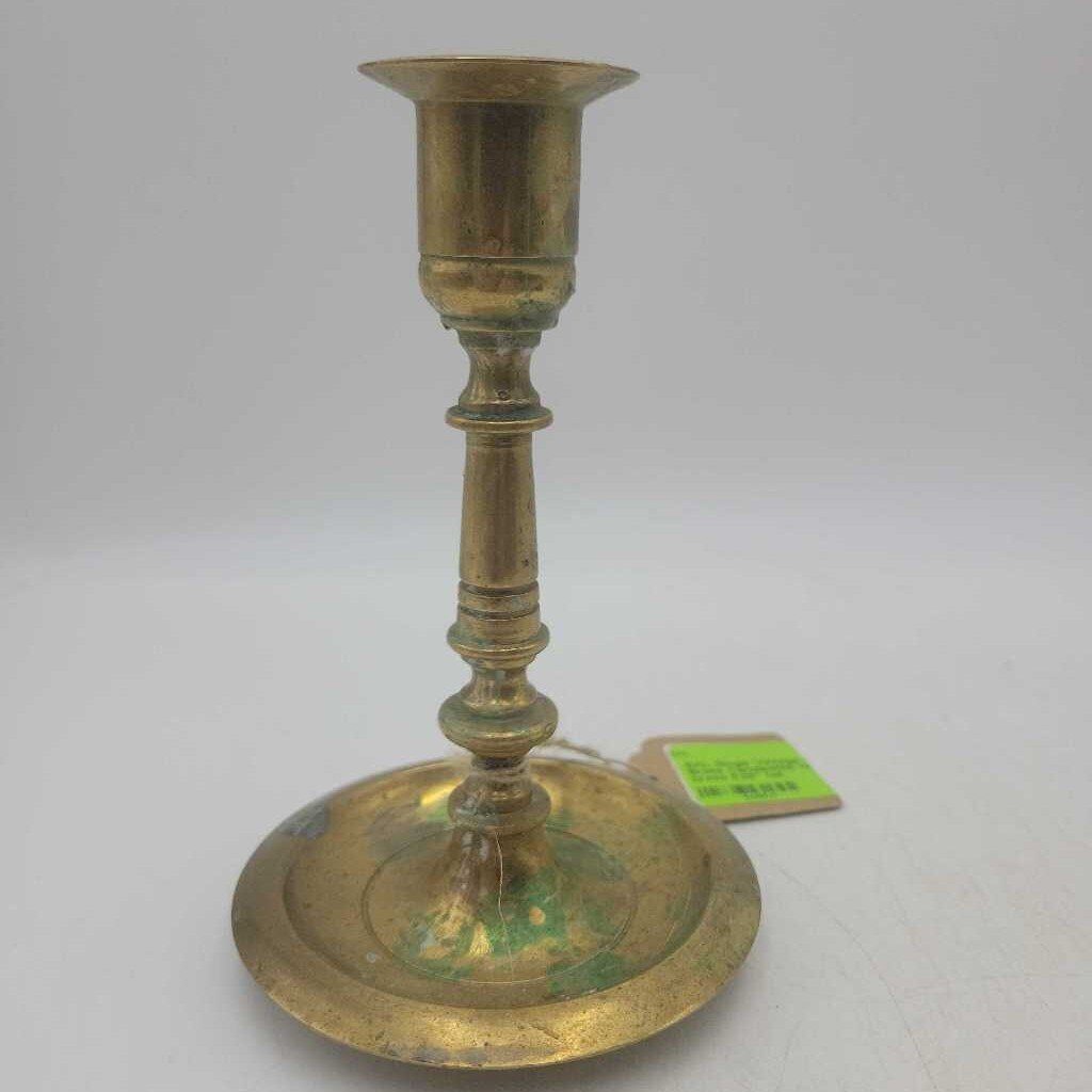 Single Vintage 5.5"H Brass Candlestick Holder (SAL)