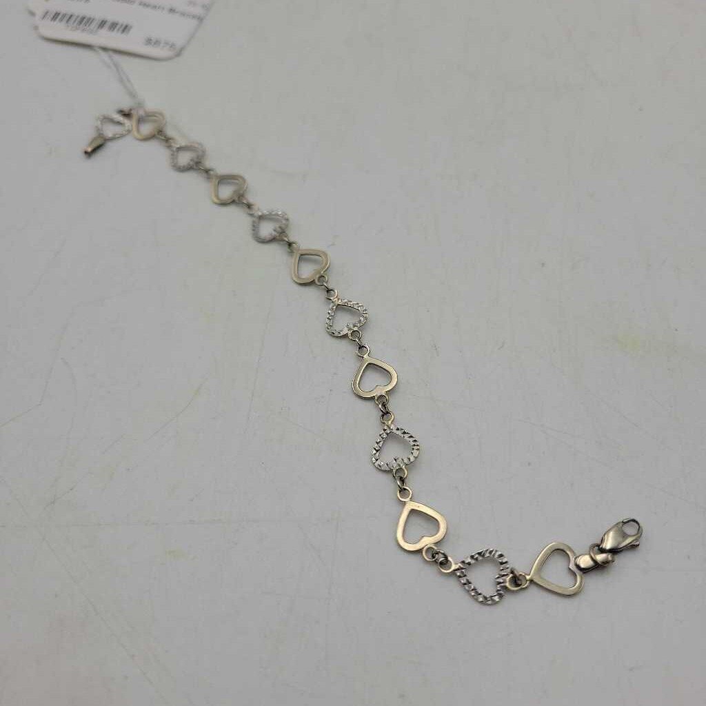 14k White Gold Heart Bracelet - 13175 (VT)