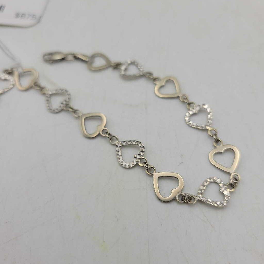 14k White Gold Heart Bracelet - 13175 (VT)