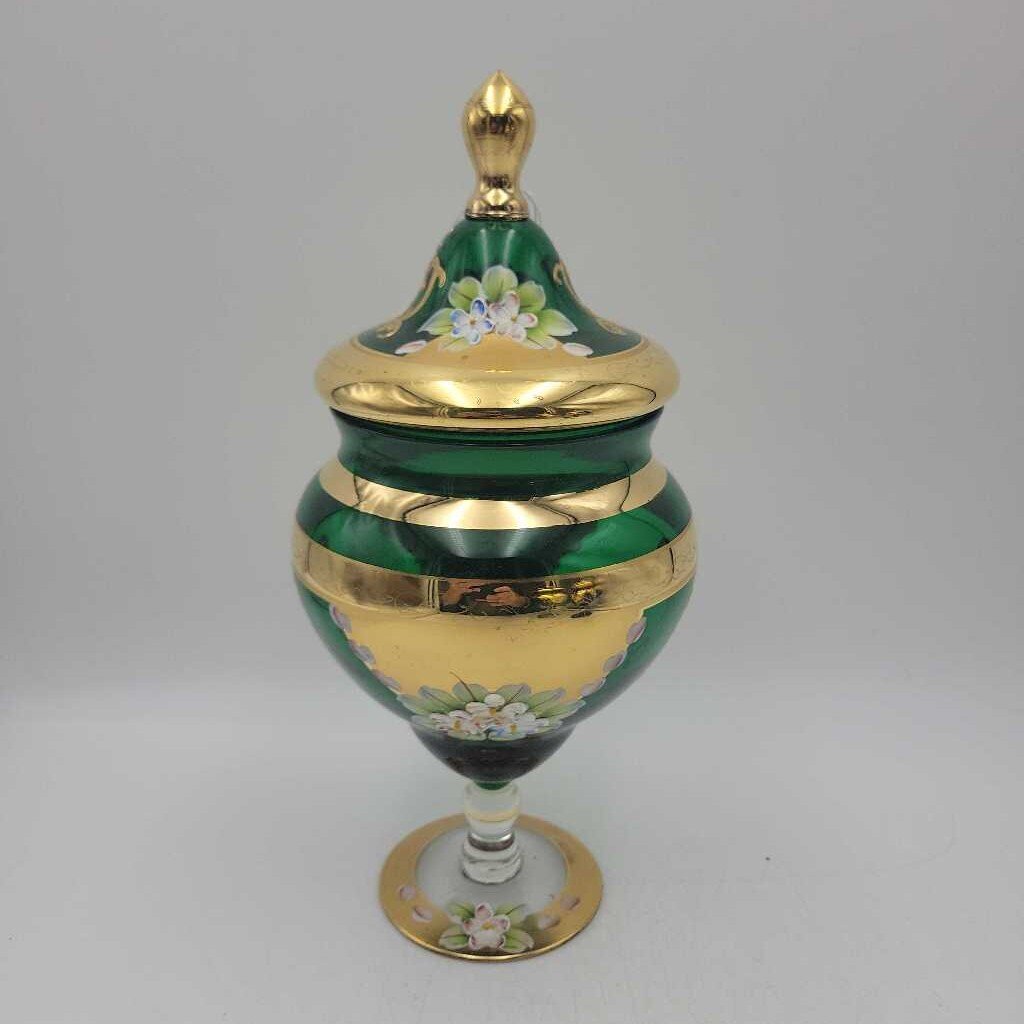 Vintage Czechoslovakian Bohemian Covered Candy dish (DEB)