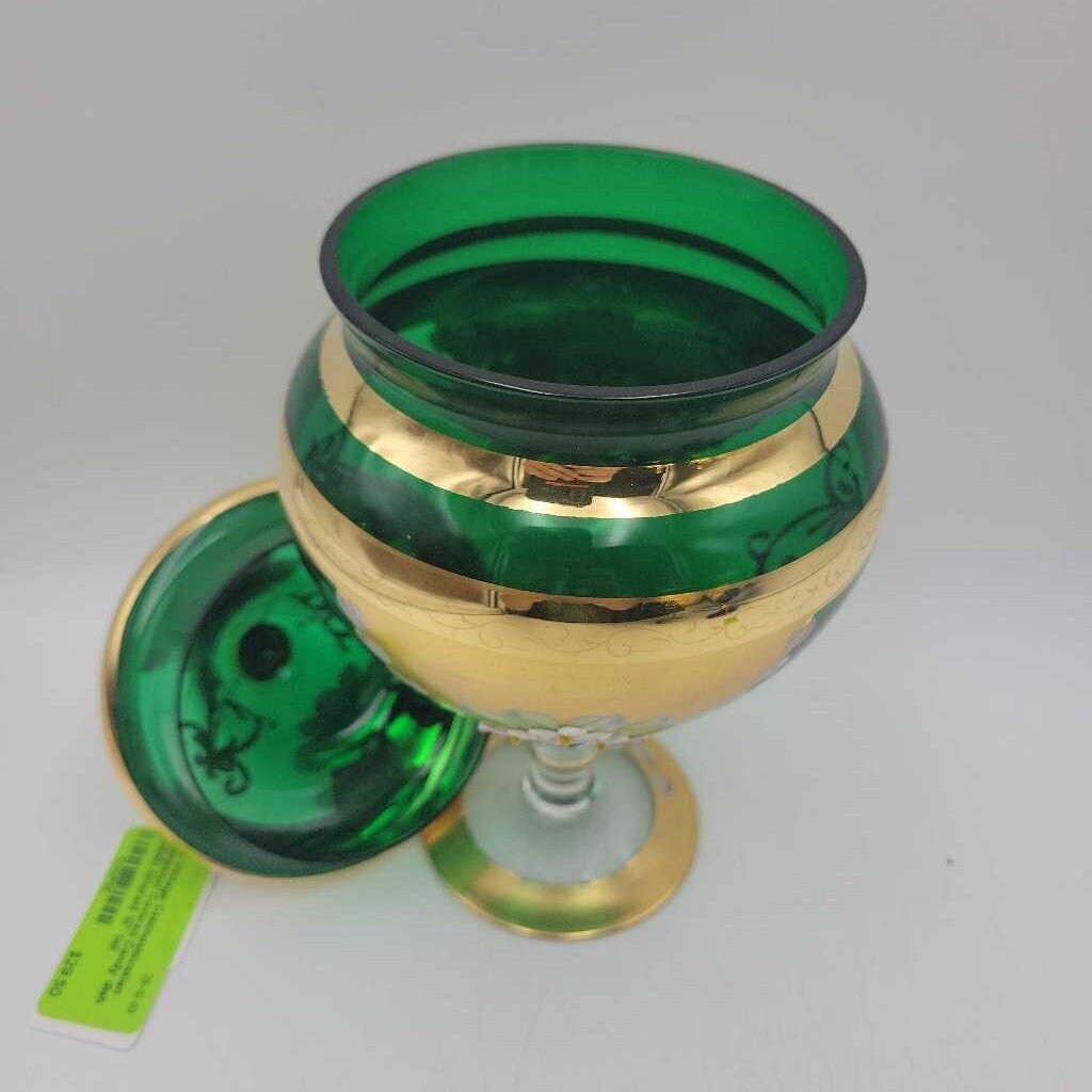 Vintage Czechoslovakian Bohemian Covered Candy dish (DEB)