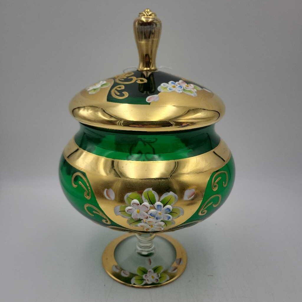 Vintage Czechoslovakian Bohemian Covered Candy dish (DEB)