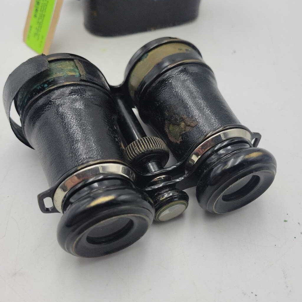 French Binoculars with Built-in Compass, Working, Original Case (TWS)