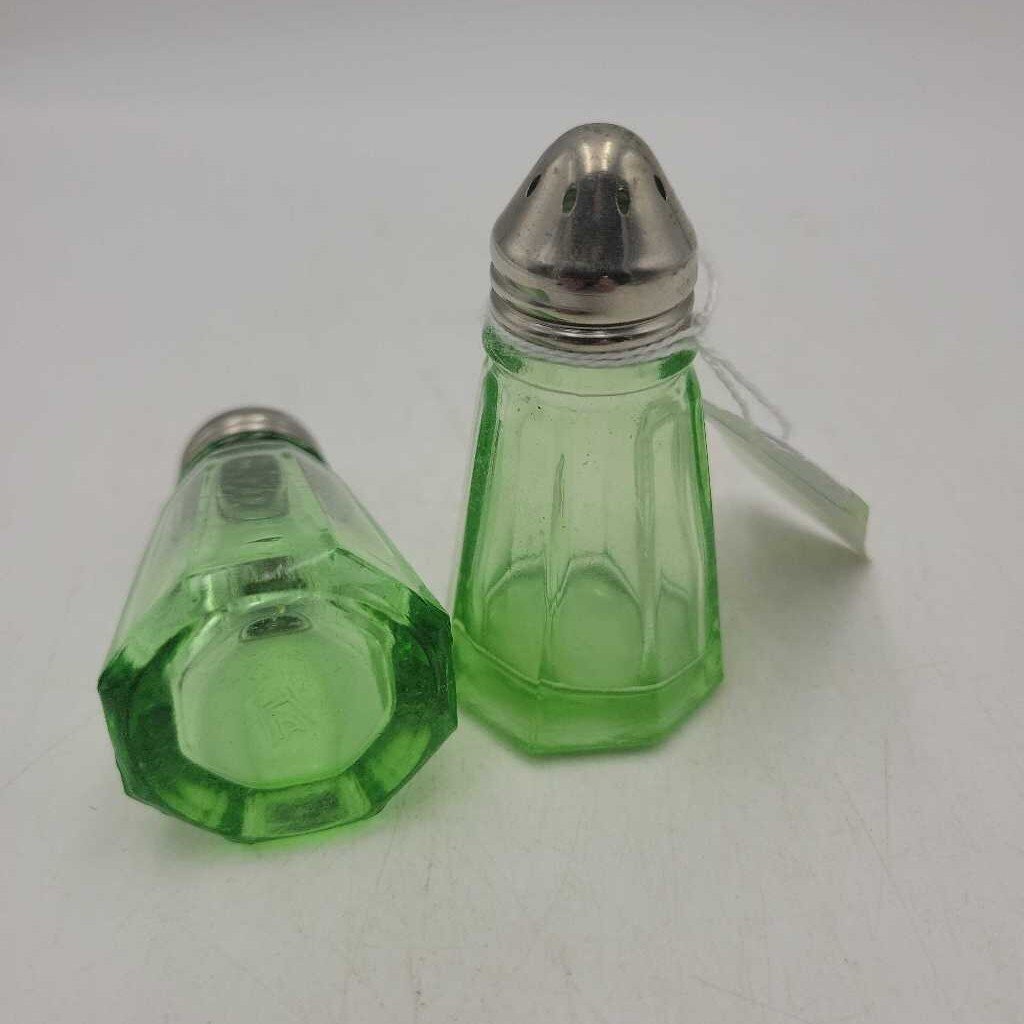 Hazel Atlas 1930's Uranium Glass Salt & Pepper