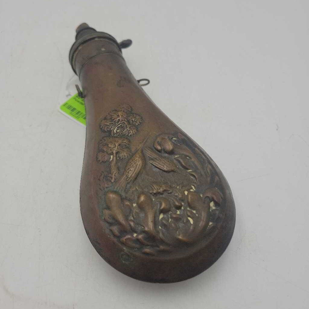 Antique Copper Gun Powder Flask (BS)