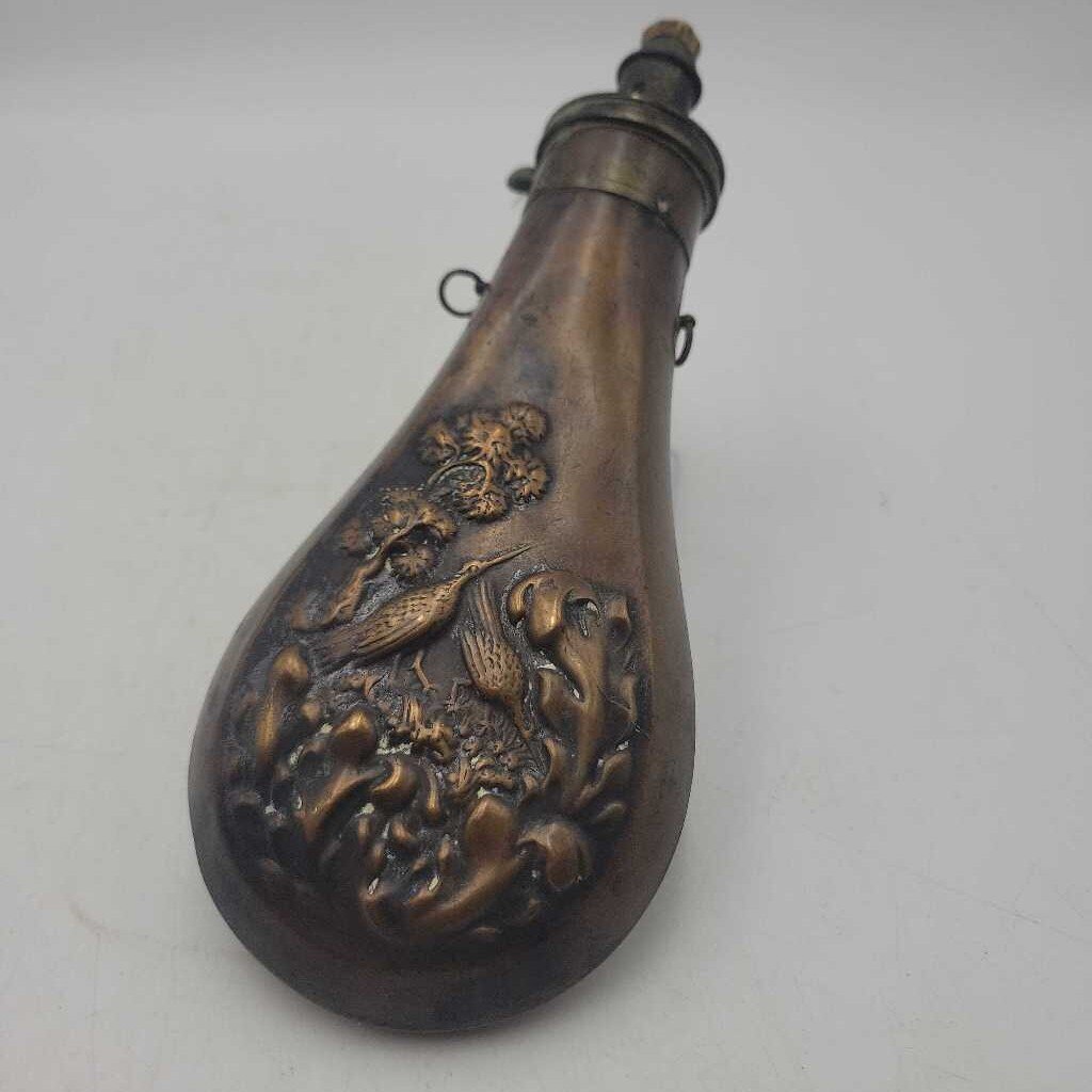 Antique Copper Gun Powder Flask (BS)