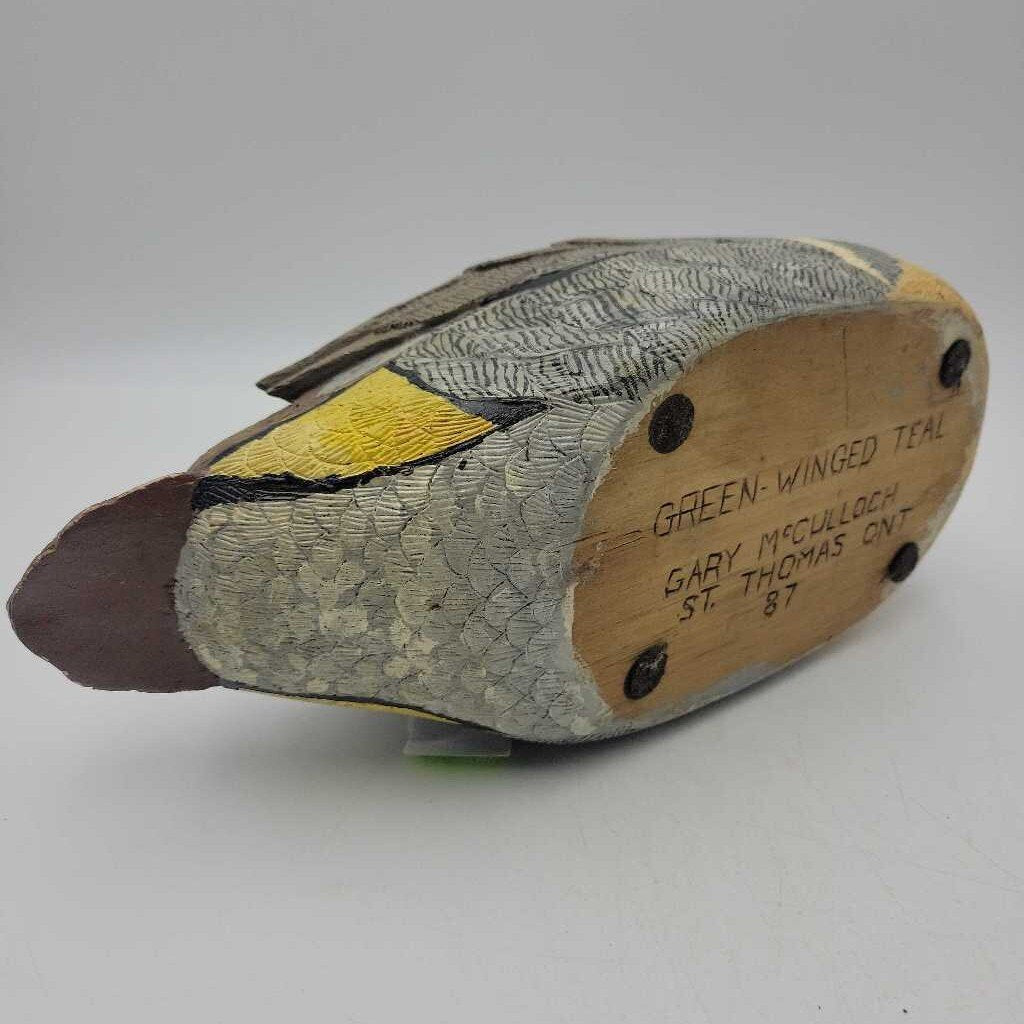 Duck Decoy Signed McCulloch Green Winged Teal 1987 (DEB)