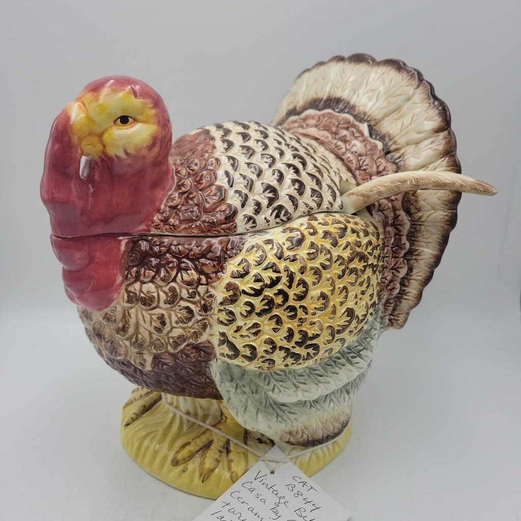 vintage Bella Casa By Ganz Ceramic Turkey Soup Tureen and lid and Ladle (CAT) B844